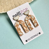 Spring Peach and White Floral Arch Leather Earrings