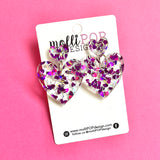 Double Heart Confetti Acrylic Drop Earrings