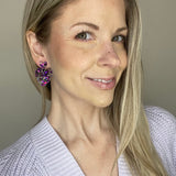 Double Heart Confetti Acrylic Drop Earrings