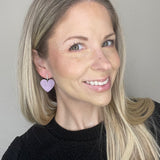 Lavender Cork Heart Drop Earrings