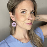 Flower Drop and Dangle Leather Earrings