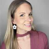 Flower Drop and Dangle Leather Earrings