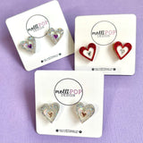Triple Layer Acrylic Heart Studs