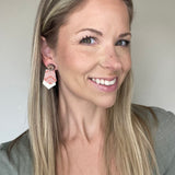 Orange & Cream Double Layer Fringe Aztec Earrings