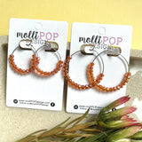 Orange Sparkle Fire Beaded Hoops