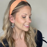 Dark Pink Orange Floral Triple Half Circle Drop Earrings