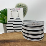 Black and White Stripes Leather Slit Cuff
