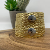 Gold Braided Leather Slit Cuff