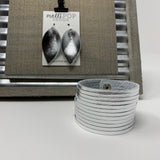 Silver Foil Leather Slit Cuff