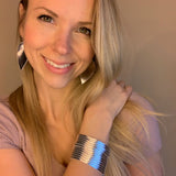 Silver Foil Leather Slit Cuff