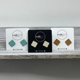 Square Leather Stud Earrings