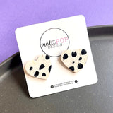 Black & White Spot Heart Stud Earrings