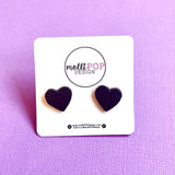 Black Leather Heart Studs