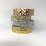 Metallic Braided Embossed Skinny Cuff