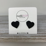 Black Leather Heart Studs