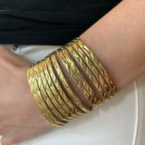 Gold Braided Leather Slit Cuff