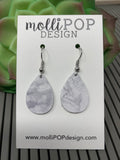 Mini White Marble Leather Teardrop