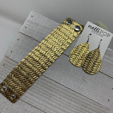 Gold Braided Leather Slit Cuff