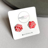 Shiny Red Hexagon Chevron Studs