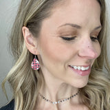 Plaid Snowflake Leather Teardrop Earrings