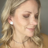 Green and White Square Cork Studs