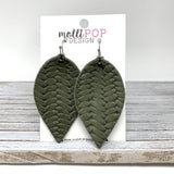 Braided Pinched Petal Leather Earrings