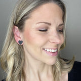 Black Leather Heart Studs