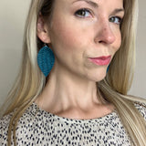 Braided Pinched Petal Leather Earrings