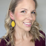 Mustard Palm Leather Leaf Earrings