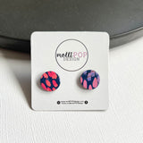 Pink and Purple Spot Circle Cork Stud Earrings