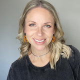 Orange and Black Arch Cork Leather Earrings