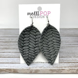 Braided Pinched Petal Leather Earrings