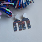 Red, White, Blue Arch Cork Leather Earrings