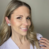 Black & White Spot Heart Stud Earrings