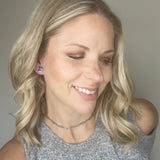 Pink and Purple Spot Circle Cork Stud Earrings