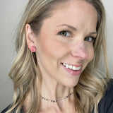 Shiny Red Hexagon Chevron Studs