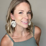Monstera Leaf Leather Earrings