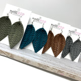 Braided Pinched Petal Leather Earrings