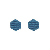 Teal Palm Leather Hexagon Studs