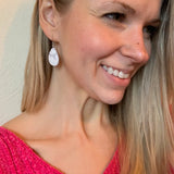 Mini White Marble Leather Teardrop