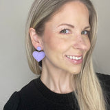 Lavender Acrylic Lace Heart Drop Earrings