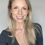 Black and Rainbow Buffalo Plaid Cork Circle Earrings