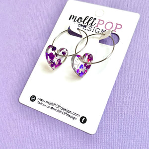 Heart Confetti Acrylic Hoop Earrings