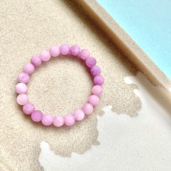 Frosted Lavender Beaded Hoops