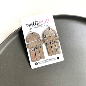 Copper Shine Leather Statement Earrings