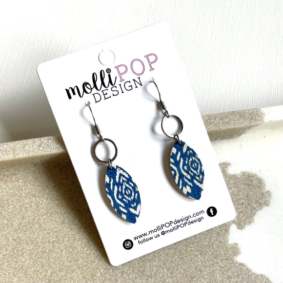 Blue and White Eyelet Earrings