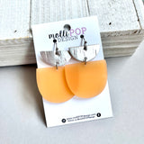 Orange Creamsicle Acrylic and Silver Half Circle Earrings