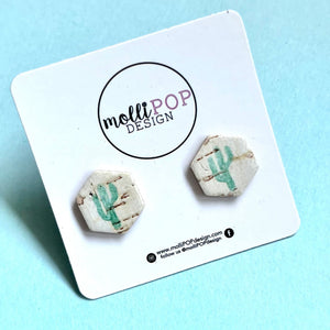 Cactus Cork Hexagon Studs