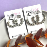 Gray Swirl Beaded Hoops
