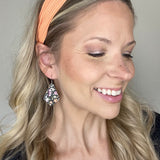 Dark Pink Orange Floral Chloe Leather Earrings